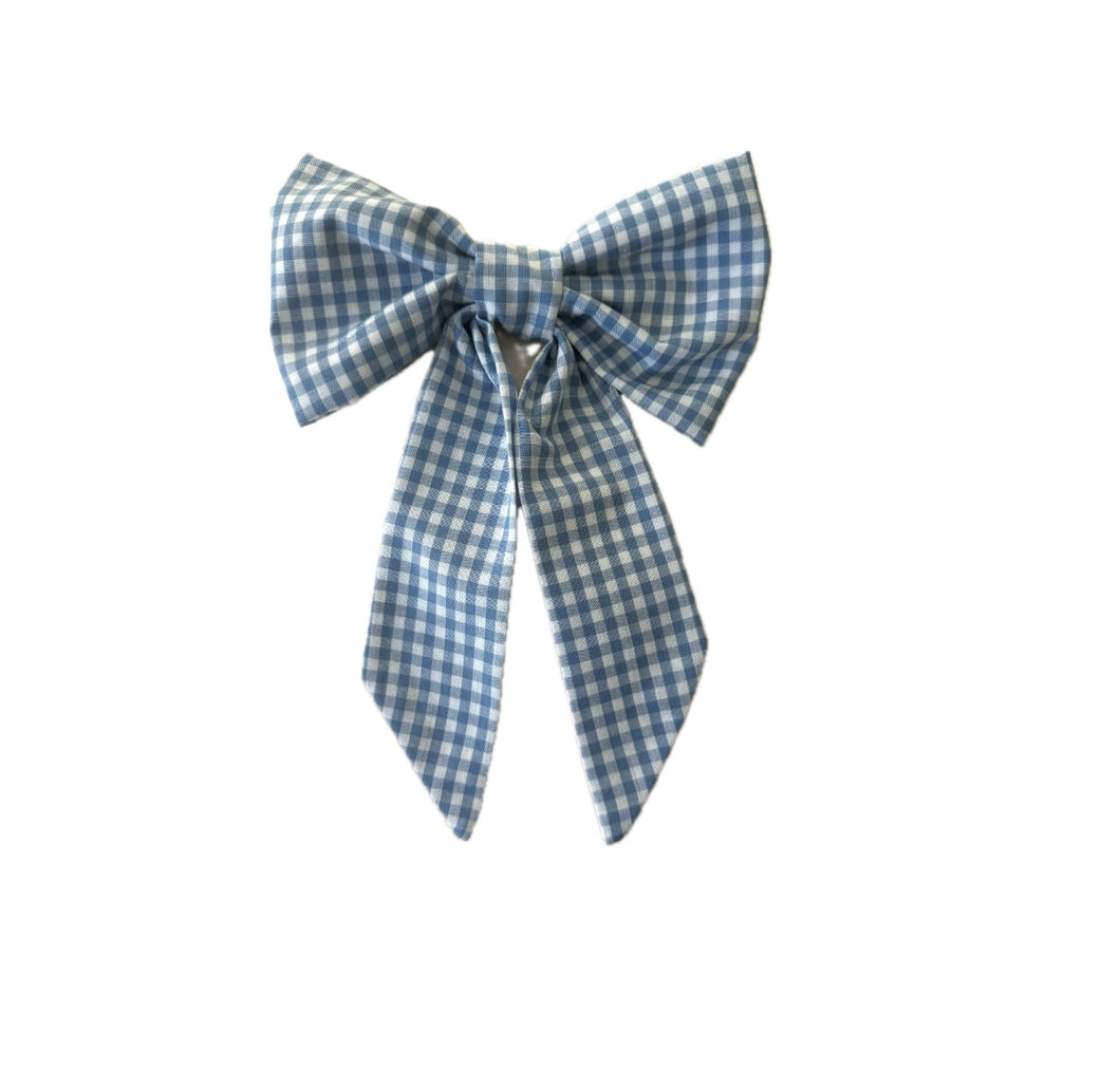 Blue gingham bow