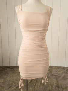 Oatmeal ruched bodycon dress